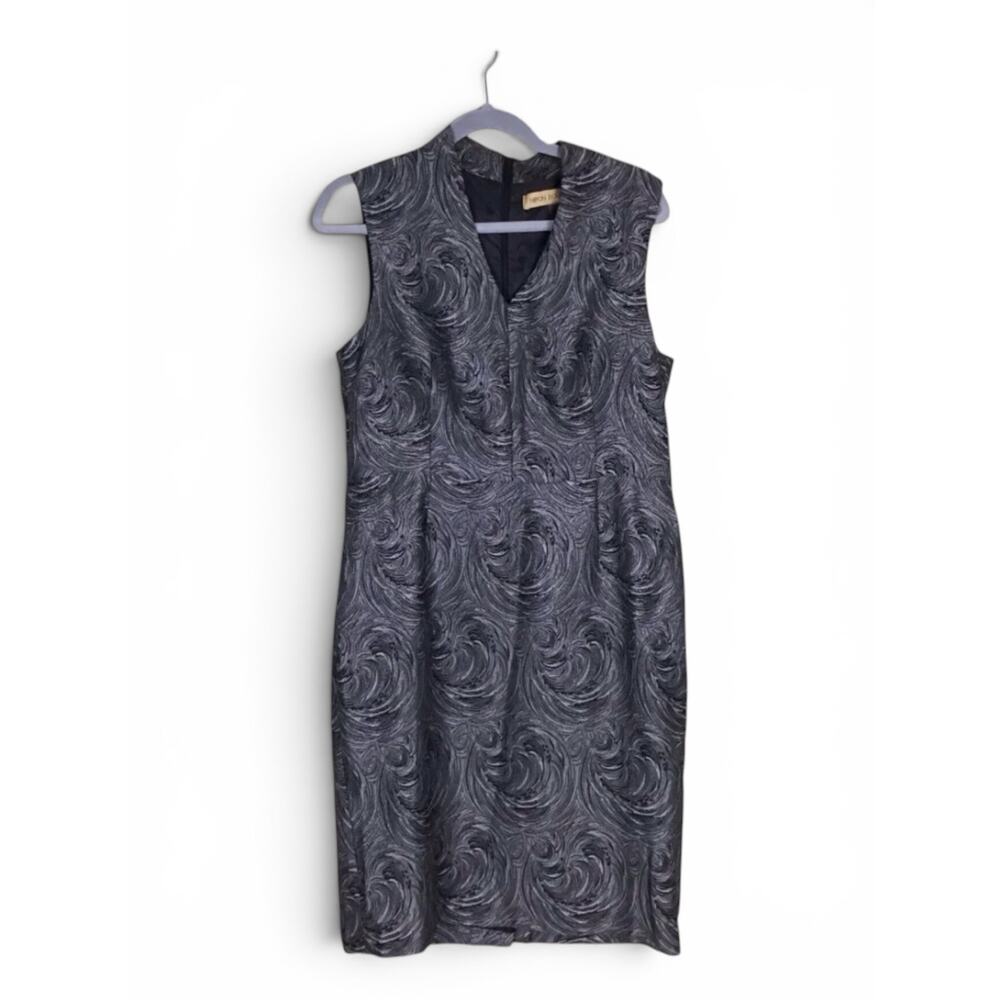 Nipon Boutique metallic swirl jacquard sheath  Dress Sz, 10 party glam